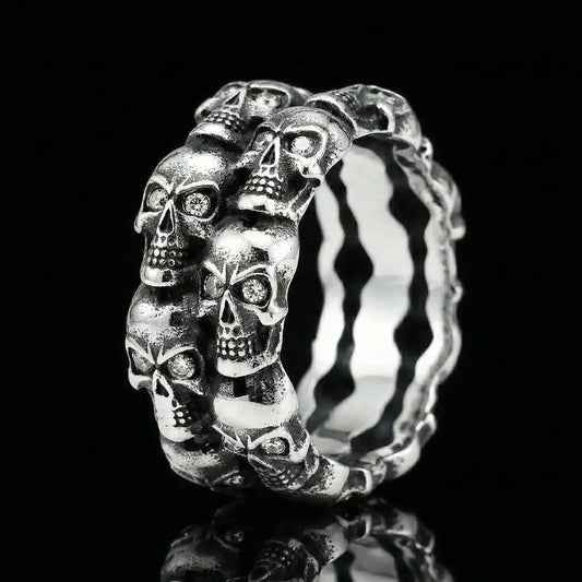 Double Row Skull Ring Style A Classic Edition Gothic Jewelry