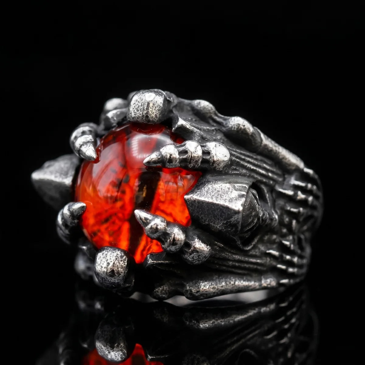 Dragon Eye Ring Red Eye Front View Macabre Gothic Jewelry