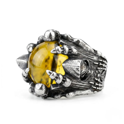 Dragon Eye Ring Yellow Eye White Background Reptile Fantasy Jewelry