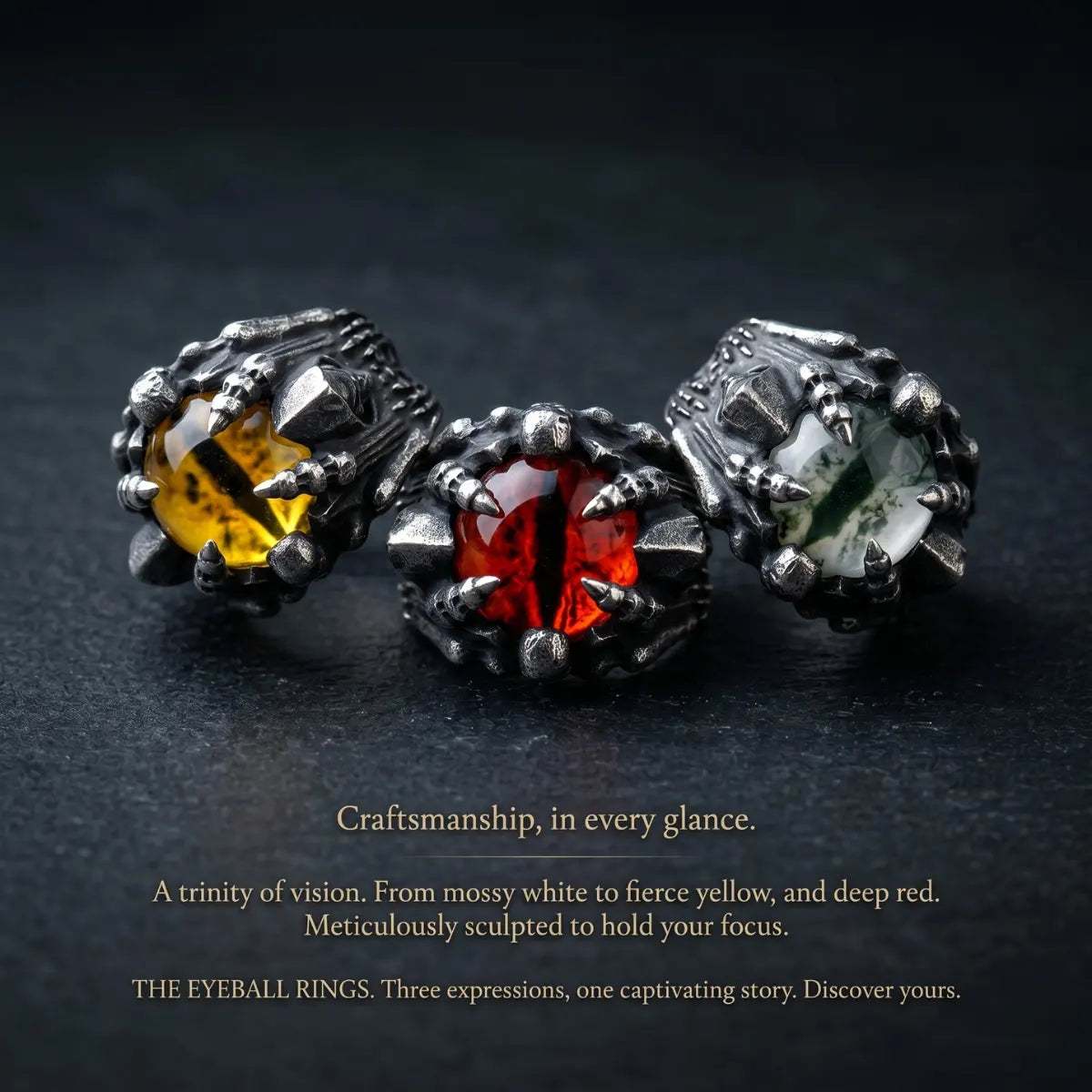 Dragon Eye Rings Collection Red Yellow White Alternative Monster Jewelry