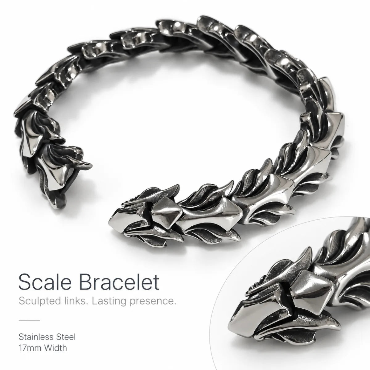 Dragon Scale Armor Bracelet Stainless Steel Detail