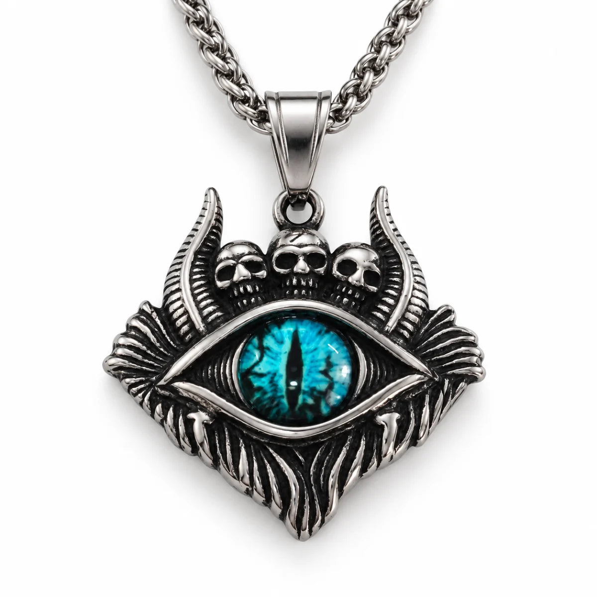 Evil Eye Skull Pendant Blue Pendant with Chain