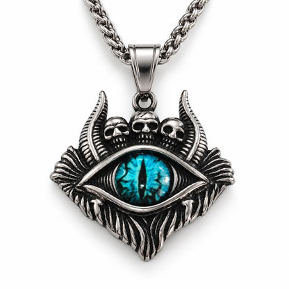 Evil Eye Skull Pendant Blue Pendant with Chain