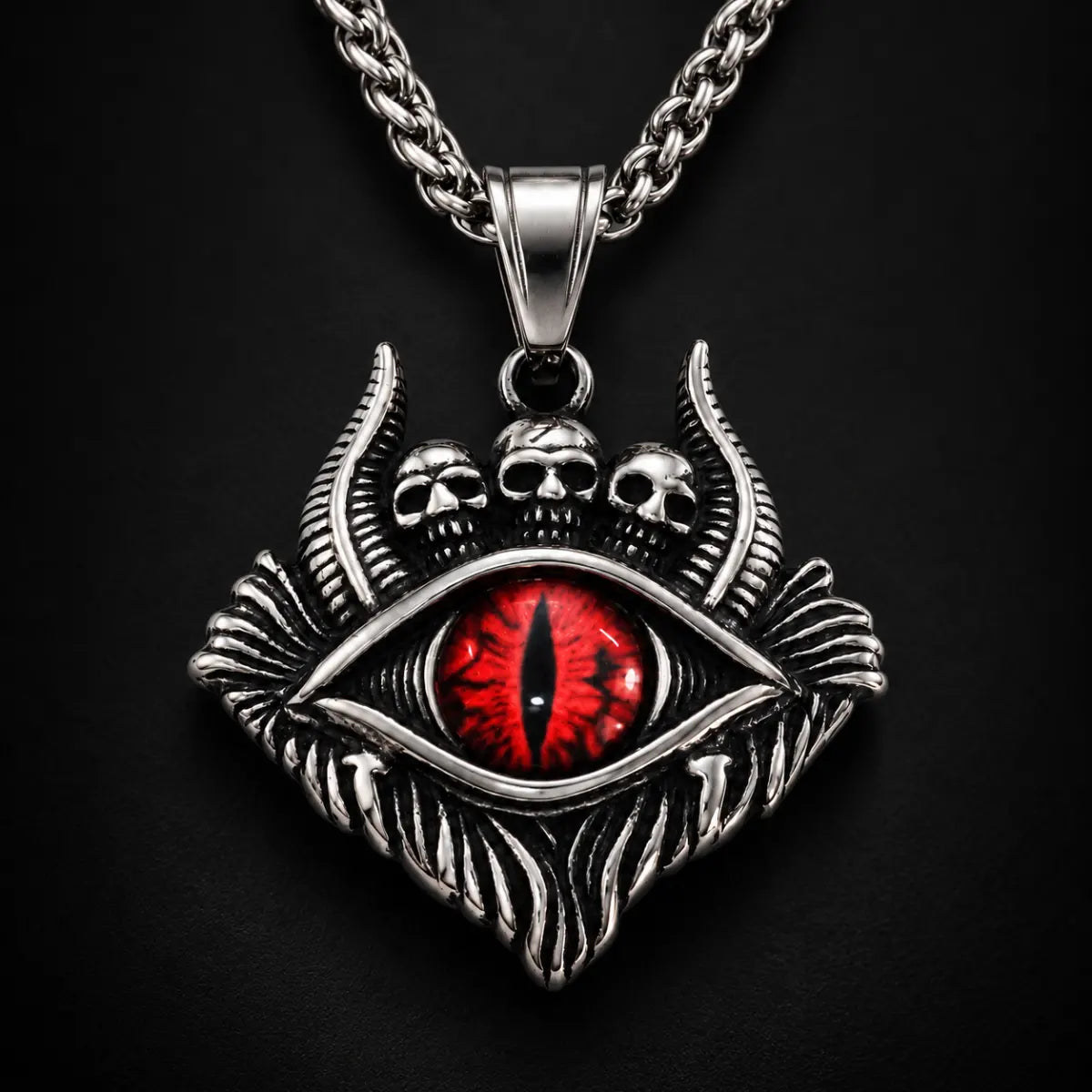 Evil Eye Skull Pendant Red Pendant with Chain