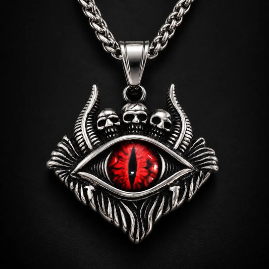Evil Eye Skull Pendant Red Pendant with Chain
