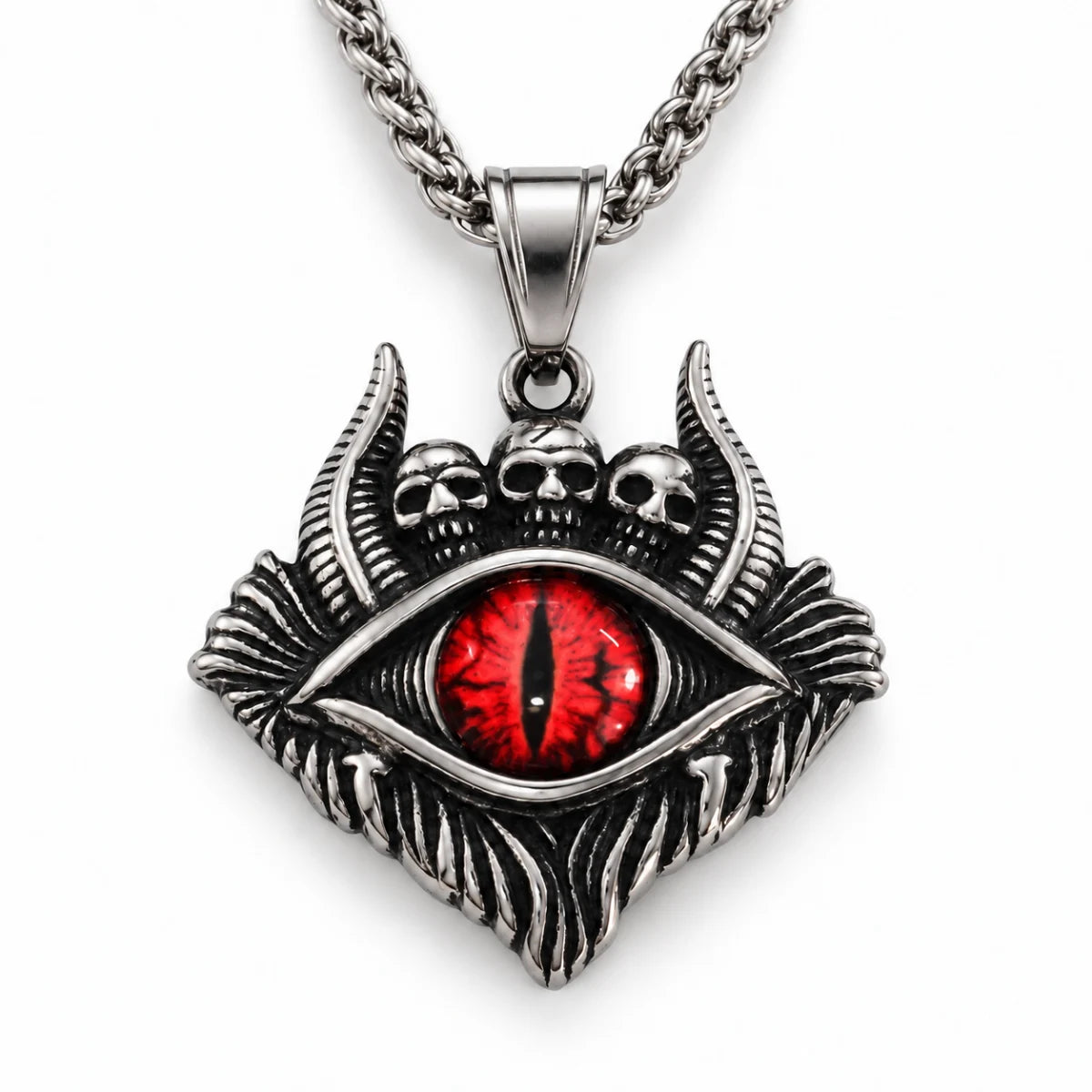 Evil Eye Skull Pendant Red Pendant with Chain