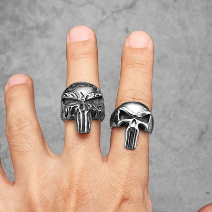 Fingers Displaying Punisher Skull Ring Both Styles Mens Punk Accessories