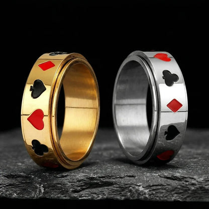 Gold and silver Playing Card Spinner Rings