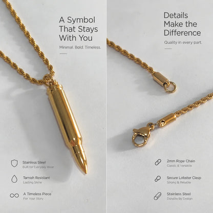 gold bullet capsule necklace rope chain product details