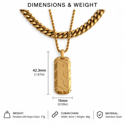 gold chevron dog tag necklace dimensions and weight