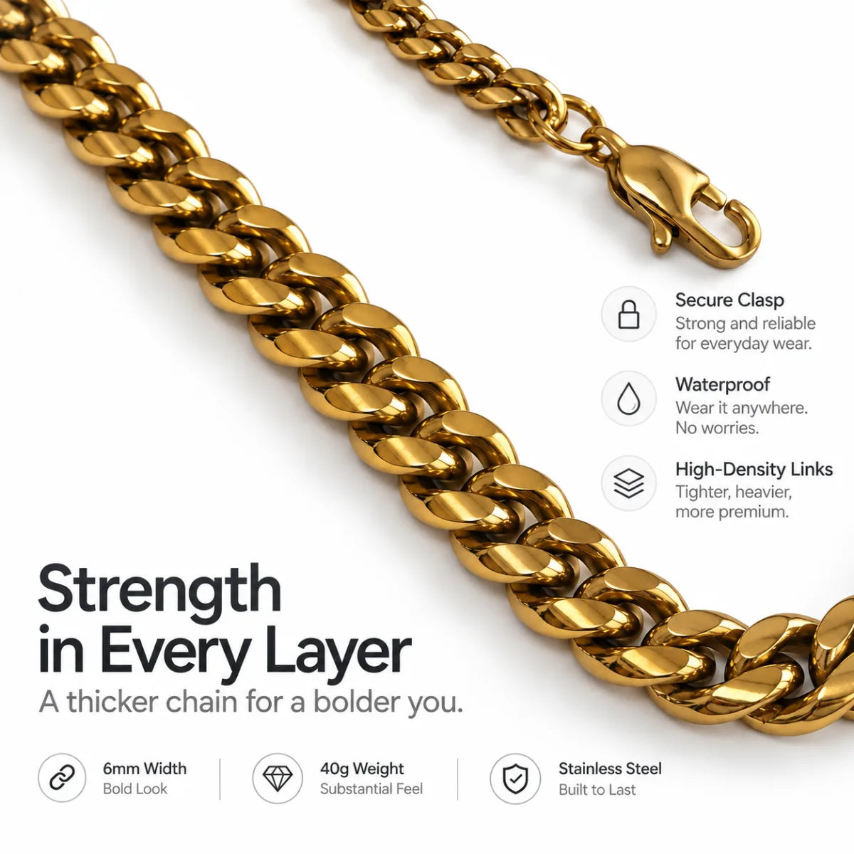 gold cuban chain product details