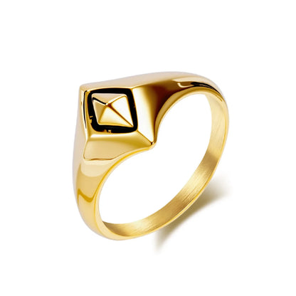Gold Geometric Rhombus Ring