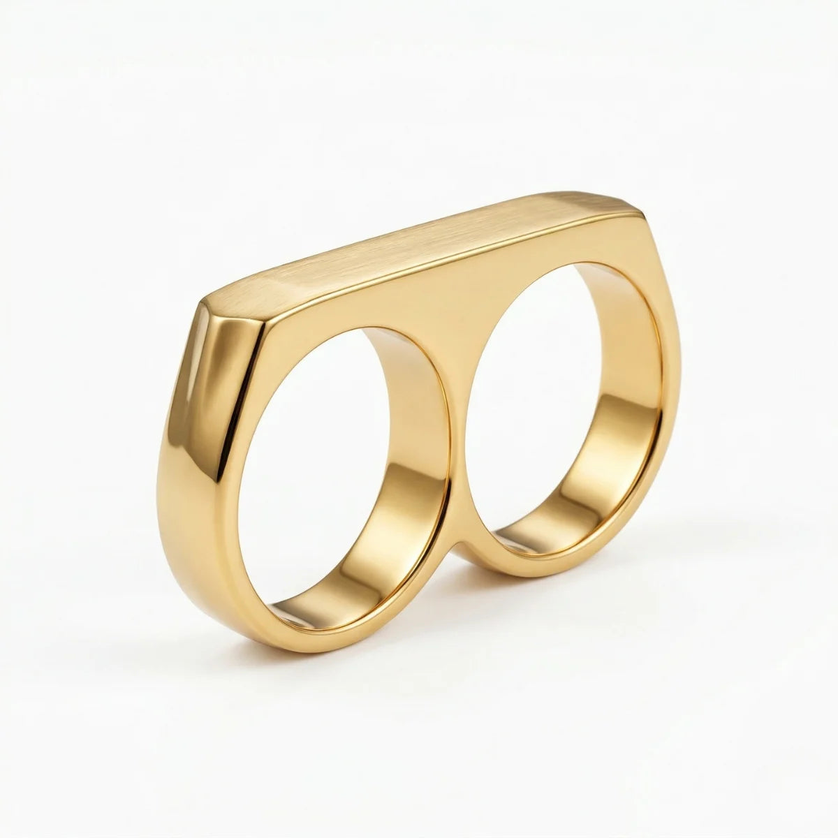 Gold Men‘s Two Finger Ring