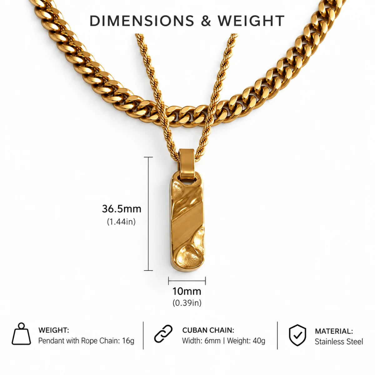 gold textured bar necklace dimensions and weight