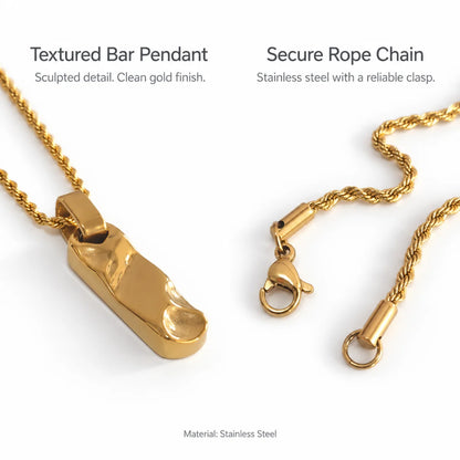 gold textured bar necklace rope chain product details