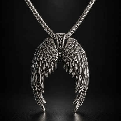 gothic angel wings necklace black background hero