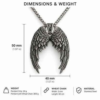 gothic angel wings necklace dimensions and weight