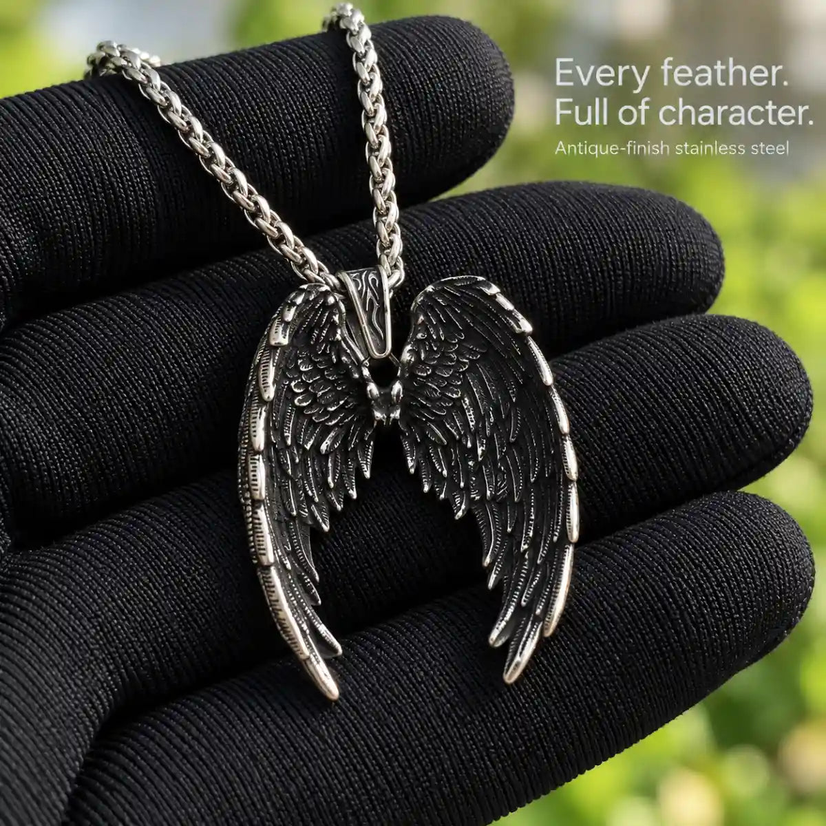 gothic angel wings necklace handheld product detail