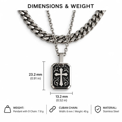 gothic cross dog tag necklace dimensions and weight