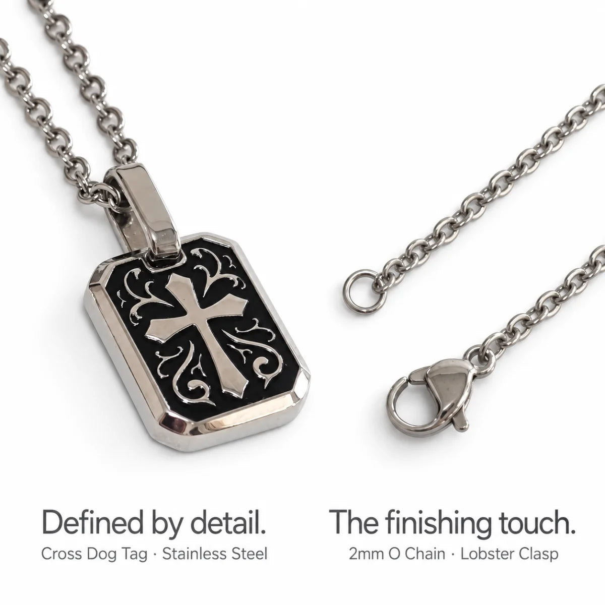 gothic cross dog tag necklace o chain product details