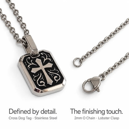 gothic cross dog tag necklace o chain product details