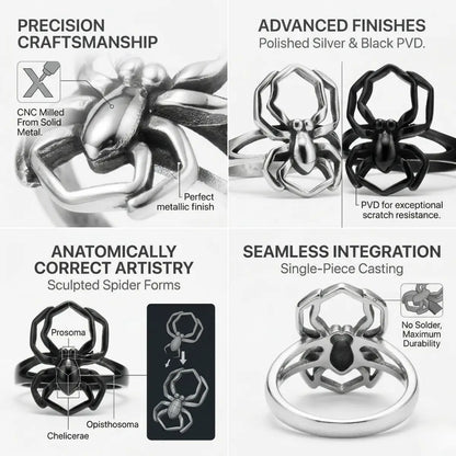Gothic Spider Ring Design Features Sculpted Details Arachnid Jewelry
