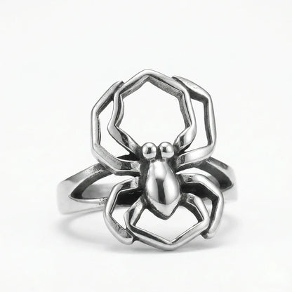 Gothic Spider Ring Silver White Background Minimalist Goth Jewelry