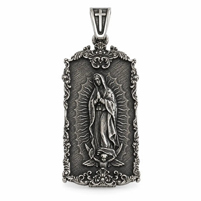 guadalupe dog tag necklace pendant only white background