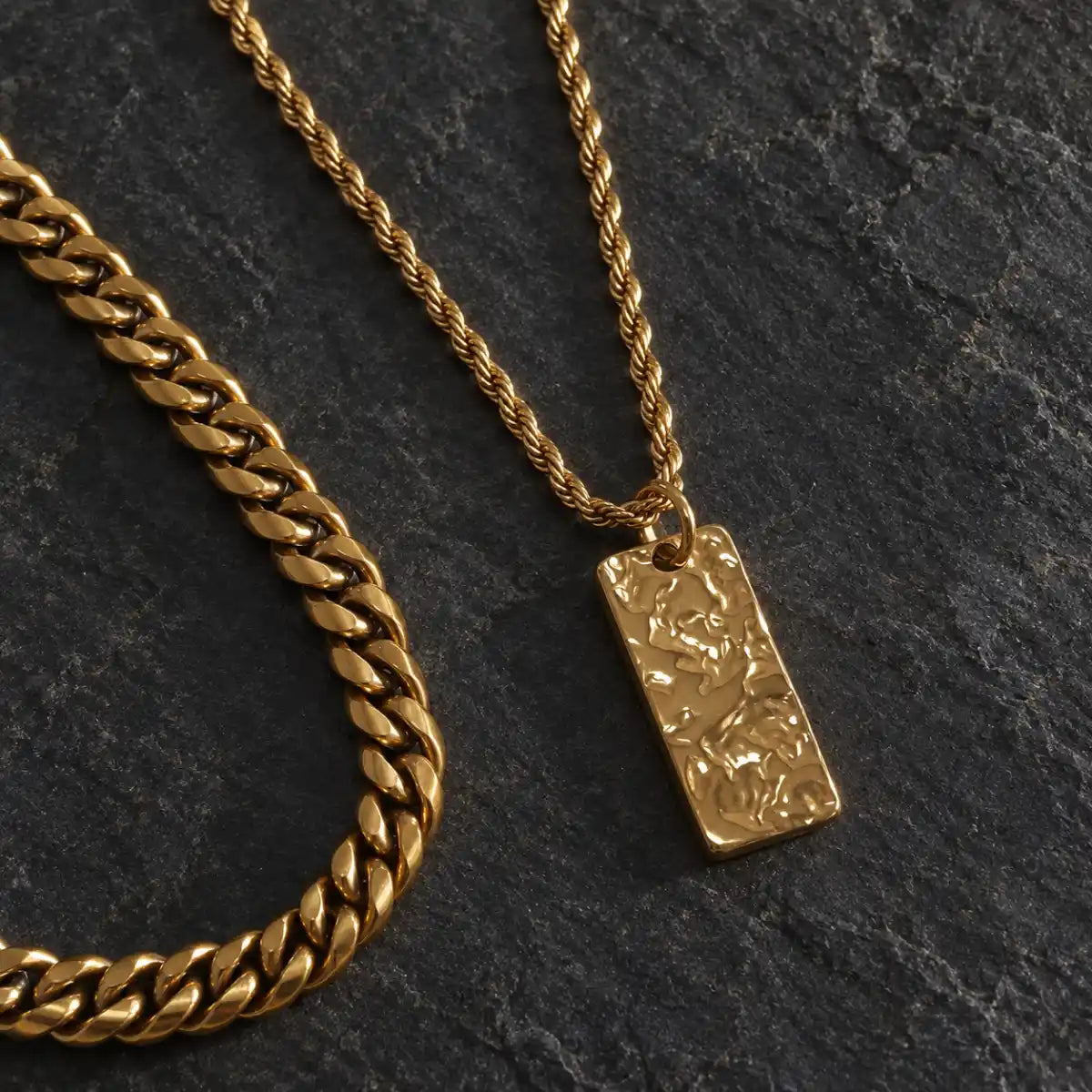 hammered rectangle necklace layered set birds eye display