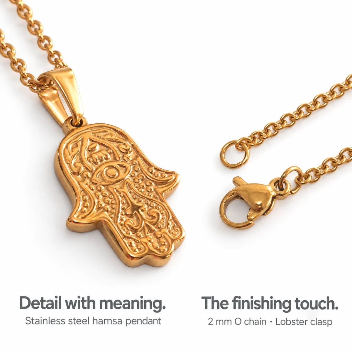 hamsa pendant necklace gold o chain product details