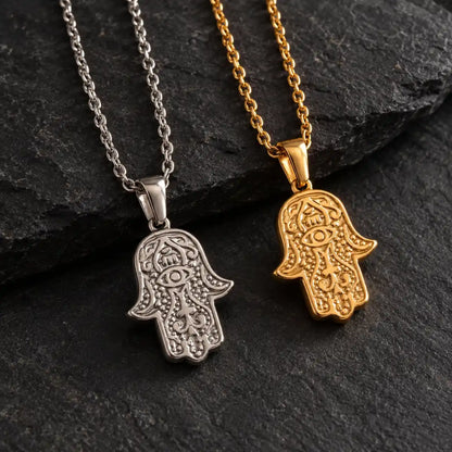 hamsa pendant necklace silver and gold color comparison