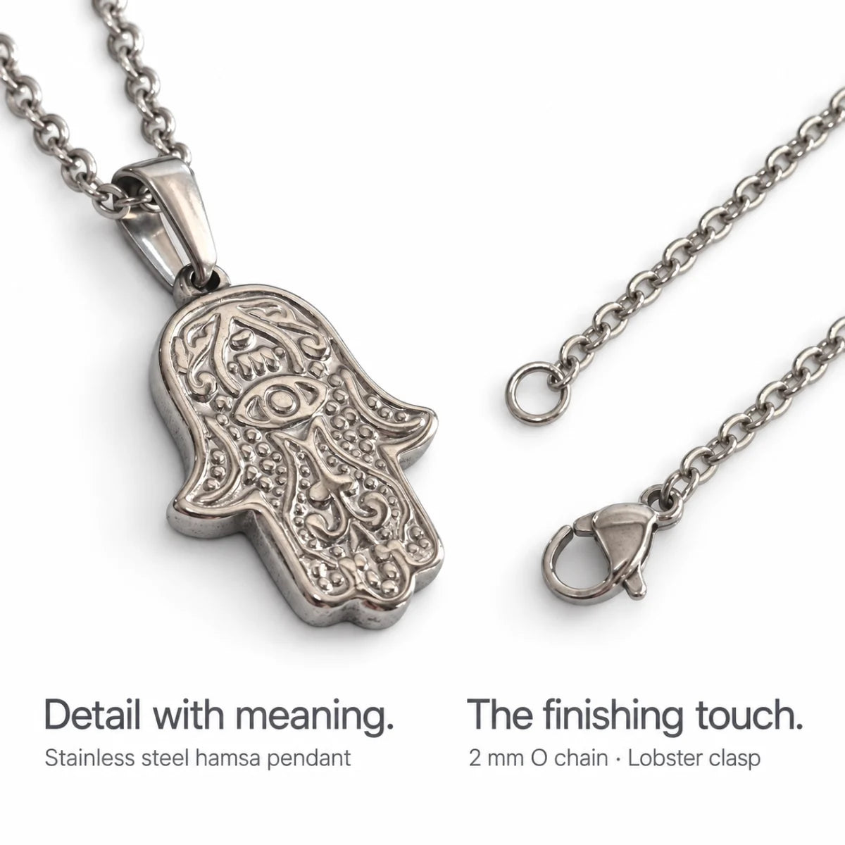 hamsa pendant necklace silver o chain product details