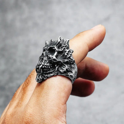 Hand Wearing Devil Skull Ring Side Profile Punk Accessories