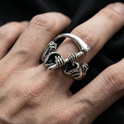 Hand Wearing Scythe Ring Style B Wraparound Bone Punk Jewelry