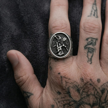Hand Wearing Scythe Ring Style C Round Signet Dark Aesthetic Jewelry