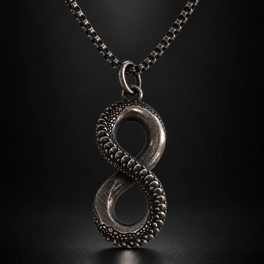 infinity snake necklace black background hero