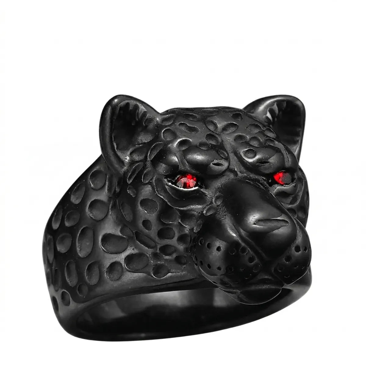 Jaguar Ring Black White Background Mens Animal Jewelry