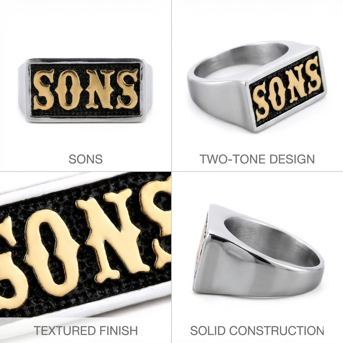 Jax Sons Ring Details Two Tone Design Solid Construction Specs