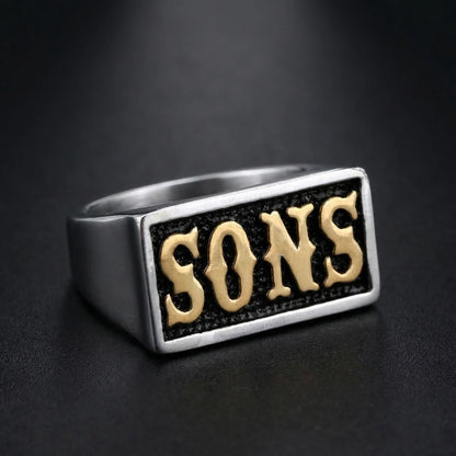 Jax Sons Ring Modern Single Two Tone Biker Jewelry