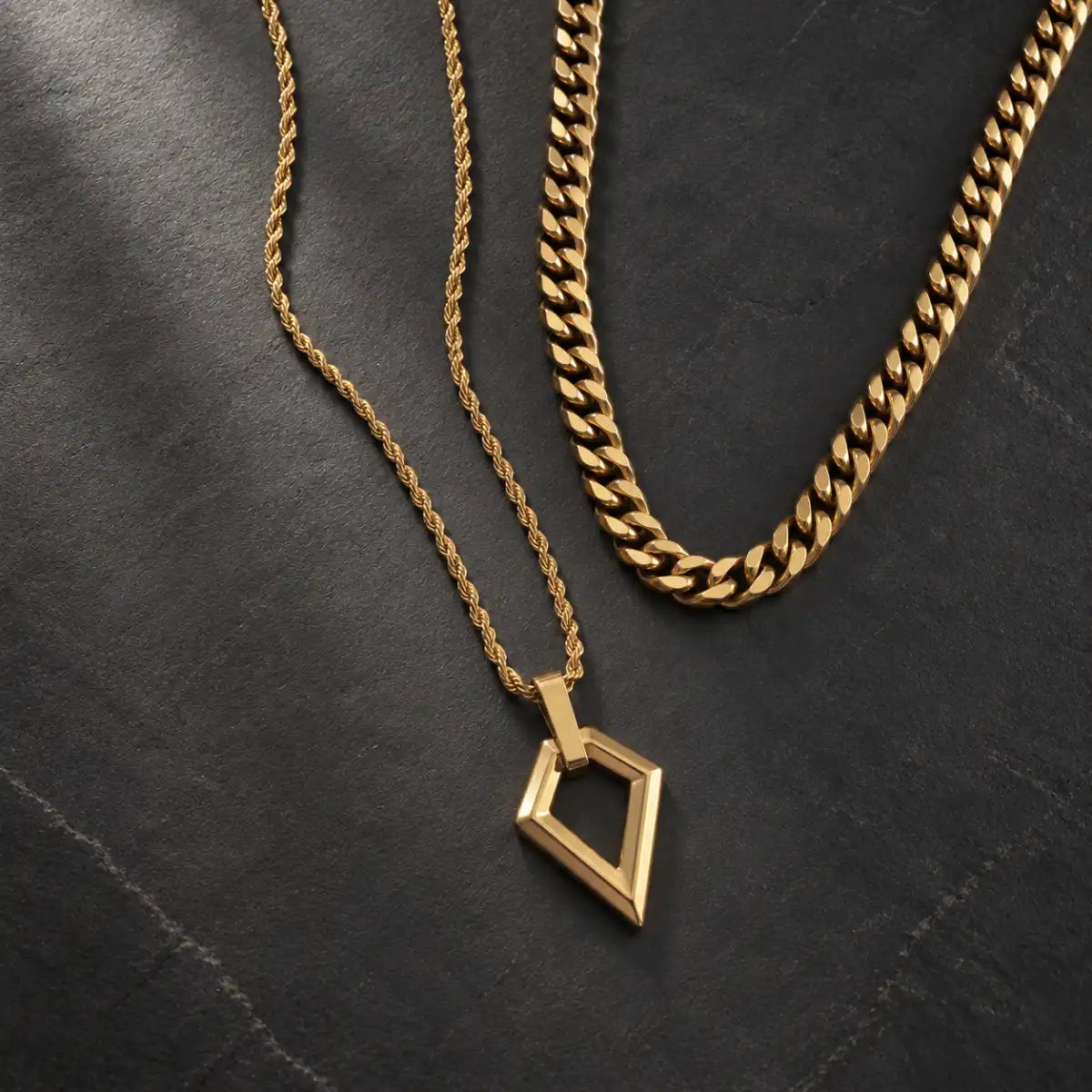 kite shape pendant necklace layered set birds eye display