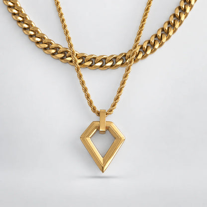 kite shape pendant necklace layered set white background