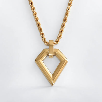 kite shape pendant necklace with rope chain white background