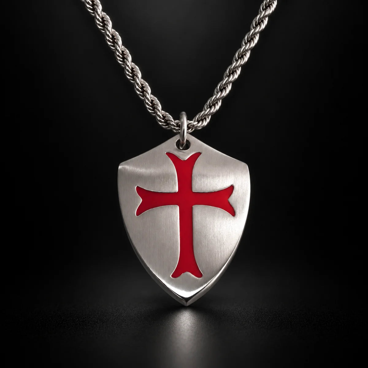knights templar shield necklace black background hero