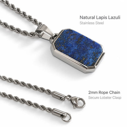 lapis lazuli dog tag necklace rope chain product details