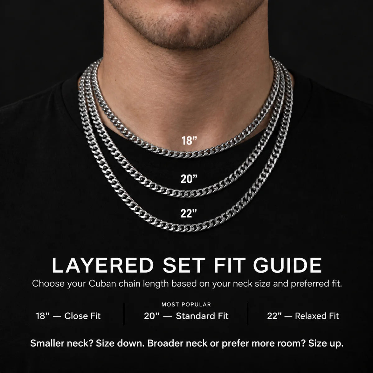 layered set cuban chain fit guide