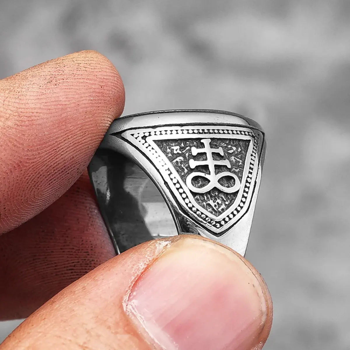 Leviathan Cross Ring Side Profile Sculptural Details Alchemy Jewelry