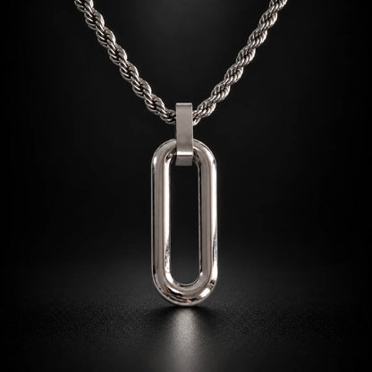 long open rectangle necklace black background hero