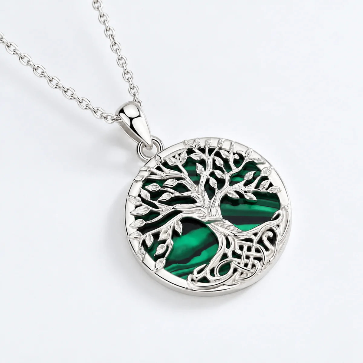 malachite tree of life necklace malachite stone pendant detail
