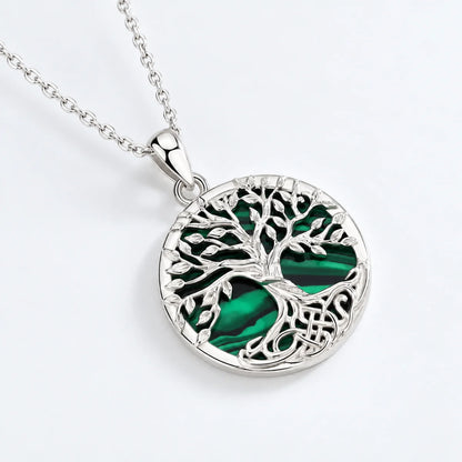malachite tree of life necklace malachite stone pendant detail