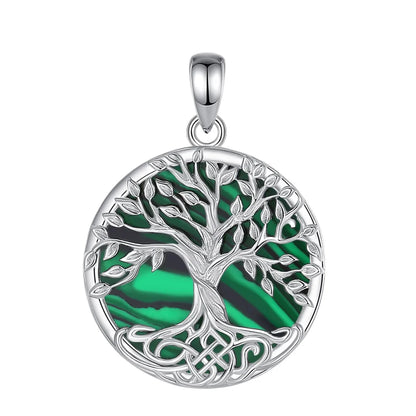 malachite tree of life necklace sterling silver pendant only